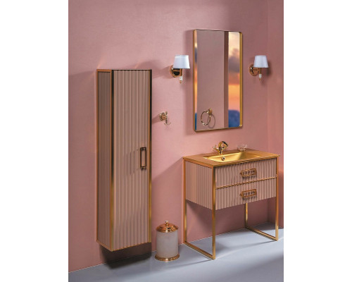 Заказать Шкаф пенал Boheme Armadi Art Monaco 35 868-CPG подвесной Капучино Золото в магазине сантехники Santeh-Crystal.ru