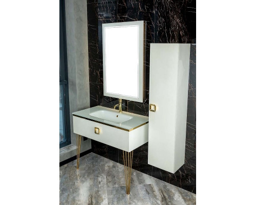 Приобрести Шкаф пенал Boheme Armadi Art Lucido 35 772-W подвесной Жемчужный белый в магазине сантехники Santeh-Crystal.ru