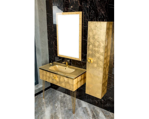 Купить Шкаф пенал Boheme Armadi Art Lucido 35 772-Foil подвесной Поталь в магазине сантехники Santeh-Crystal.ru