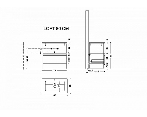 Купить Тумба Boheme Armadi Art Loft 80 894-080-W подвесная Белая в магазине сантехники Santeh-Crystal.ru