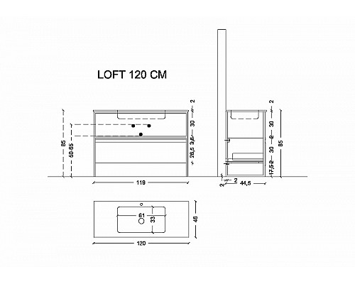 Приобрести Тумба Boheme Armadi Art Loft 120 894-120-L подвесная Light Wood в магазине сантехники Santeh-Crystal.ru