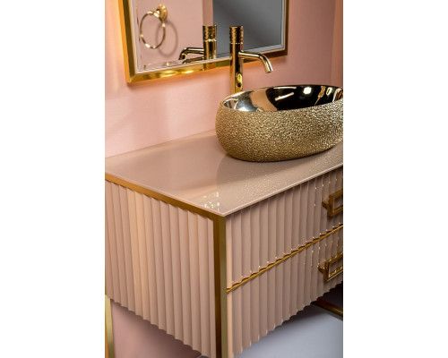 Купить Тумба под раковину Boheme Armadi Art Monaco 100 867-100-CPG Капучино глянец Золото в магазине сантехники Santeh-Crystal.ru