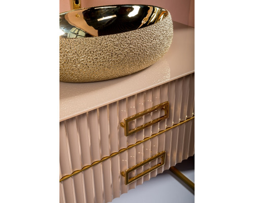 Купить Тумба под раковину Boheme Armadi Art Monaco 100 867-100-CPG Капучино глянец Золото в магазине сантехники Santeh-Crystal.ru