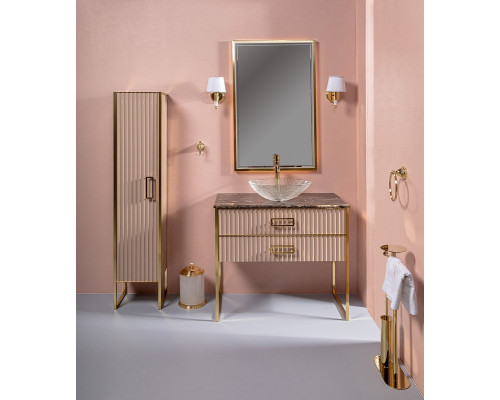 Купить Тумба под раковину Boheme Armadi Art Monaco 100 867-100-CPG Капучино глянец Золото в магазине сантехники Santeh-Crystal.ru