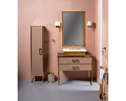 Купить Тумба под раковину Boheme Armadi Art Monaco 100 867-100-CPG Капучино глянец Золото в магазине сантехники Santeh-Crystal.ru