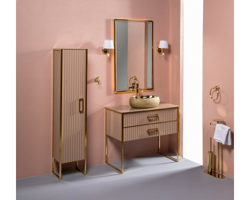 Купить Тумба под раковину Boheme Armadi Art Monaco 100 867-100-CPG Капучино глянец Золото в магазине сантехники Santeh-Crystal.ru