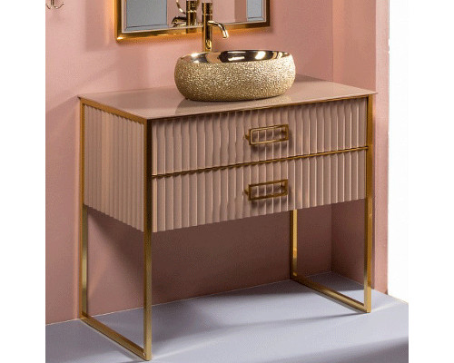 Купить Тумба под раковину Boheme Armadi Art Monaco 100 867-100-CPG Капучино глянец Золото в магазине сантехники Santeh-Crystal.ru