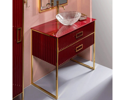 Приобрести Тумба под раковину Boheme Armadi Art Monaco 100 867-100-RG Бордо глянец Золото в магазине сантехники Santeh-Crystal.ru