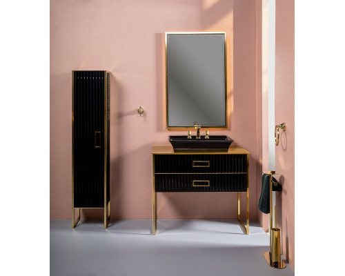 Заказать Тумба под раковину Boheme Armadi Art Monaco 100 867-100-BG Черный глянец Золото в магазине сантехники Santeh-Crystal.ru