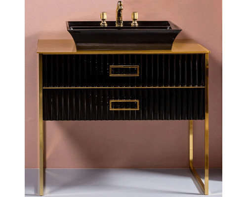 Заказать Тумба под раковину Boheme Armadi Art Monaco 100 867-100-BG Черный глянец Золото в магазине сантехники Santeh-Crystal.ru