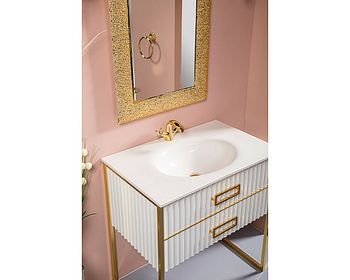 Заказать Тумба под раковину Boheme Armadi Art Monaco 80 866-080-WG Белый глянец Золото в магазине сантехники Santeh-Crystal.ru