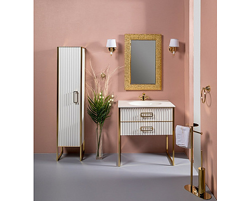 Заказать Тумба под раковину Boheme Armadi Art Monaco 80 866-080-WG Белый глянец Золото в магазине сантехники Santeh-Crystal.ru