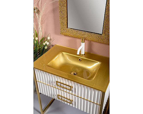 Заказать Тумба под раковину Boheme Armadi Art Monaco 80 866-080-WG Белый глянец Золото в магазине сантехники Santeh-Crystal.ru