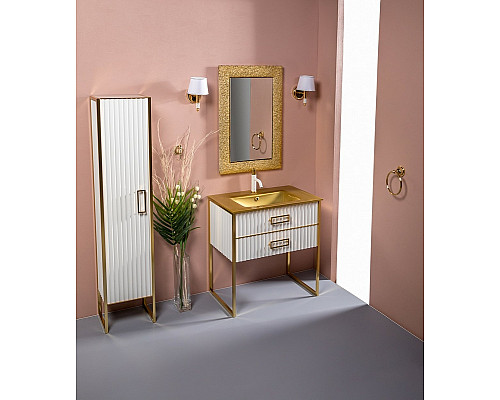 Заказать Тумба под раковину Boheme Armadi Art Monaco 80 866-080-WG Белый глянец Золото в магазине сантехники Santeh-Crystal.ru