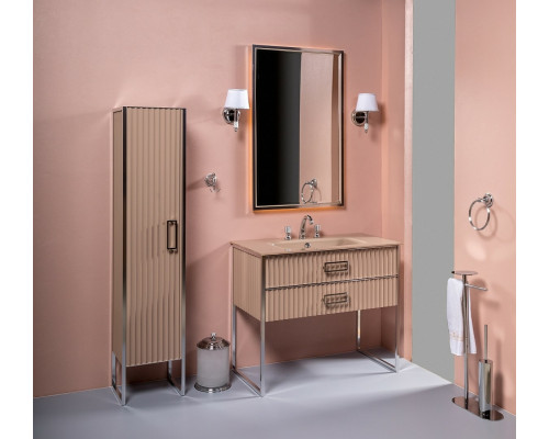 Купить Тумба под раковину Boheme Armadi Art Monaco 100 866-100-CPCR Капучино глянец Хром в магазине сантехники Santeh-Crystal.ru