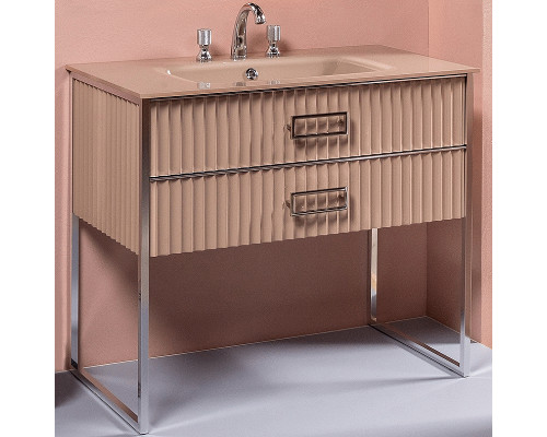 Купить Тумба под раковину Boheme Armadi Art Monaco 100 866-100-CPCR Капучино глянец Хром в магазине сантехники Santeh-Crystal.ru