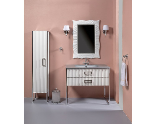 Приобрести Тумба под раковину Boheme Armadi Art Monaco 100 866-100-WCR Белый глянец Хром в магазине сантехники Santeh-Crystal.ru