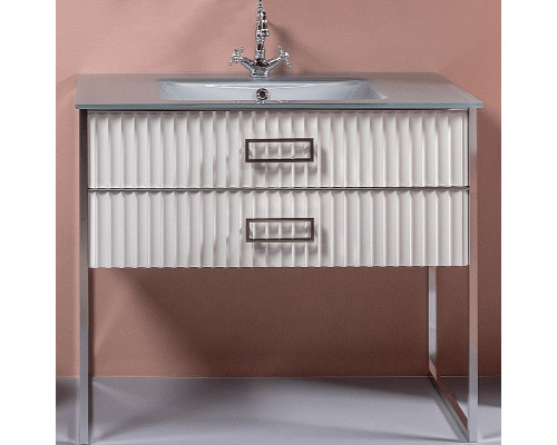 Приобрести Тумба под раковину Boheme Armadi Art Monaco 100 866-100-WCR Белый глянец Хром в магазине сантехники Santeh-Crystal.ru