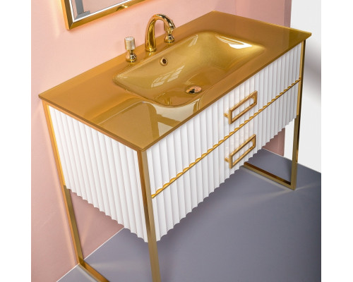 Приобрести Тумба под раковину Boheme Armadi Art Monaco 100 866-100-WG Белый глянец Золото в магазине сантехники Santeh-Crystal.ru