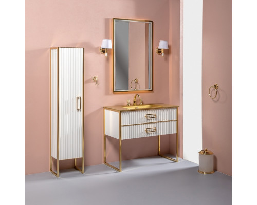 Приобрести Тумба под раковину Boheme Armadi Art Monaco 100 866-100-WG Белый глянец Золото в магазине сантехники Santeh-Crystal.ru