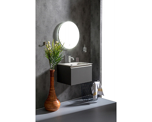 Заказать Тумба под раковину Boheme Armadi Art Vallessi 60 837-060-A matt подвесная Антрацит матовый в магазине сантехники Santeh-Crystal.ru