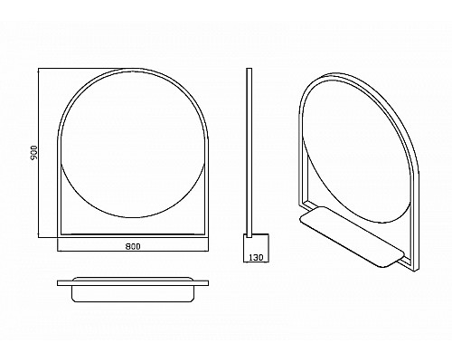 Купить Зеркало Boheme Armadi Art Vallessi 80 550/2 с подсветкой Антрацит с сенсорным выключателем в магазине сантехники Santeh-Crystal.ru