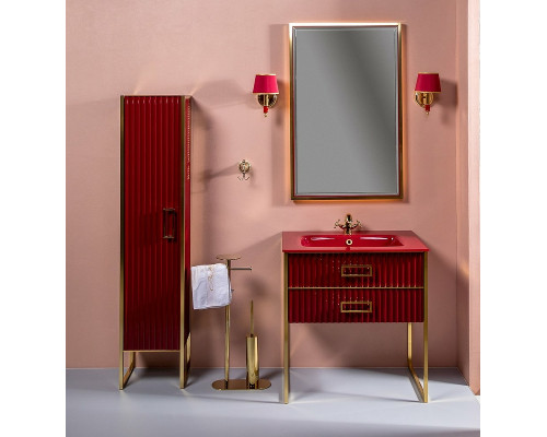 Заказать Шкаф пенал Boheme Armadi Art Monaco 35 L 868-RG-L Бордо глянец Золото в магазине сантехники Santeh-Crystal.ru
