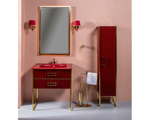 Приобрести Шкаф пенал Boheme Armadi Art Monaco 35 R 868-RG-R Бордо глянец Золото в магазине сантехники Santeh-Crystal.ru
