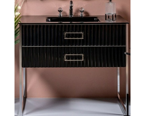 Купить Тумба под раковину Boheme Armadi Art Monaco 80 866-080-BCR Черный глянец Хром в магазине сантехники Santeh-Crystal.ru
