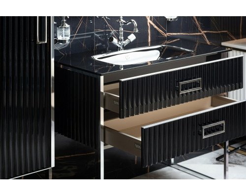 Купить Тумба под раковину Boheme Armadi Art Monaco 80 866-080-BCR Черный глянец Хром в магазине сантехники Santeh-Crystal.ru