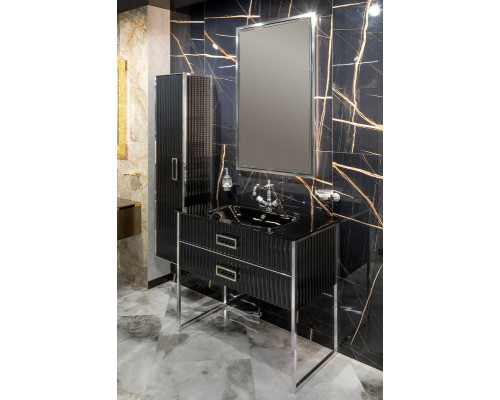 Купить Тумба под раковину Boheme Armadi Art Monaco 80 866-080-BCR Черный глянец Хром в магазине сантехники Santeh-Crystal.ru