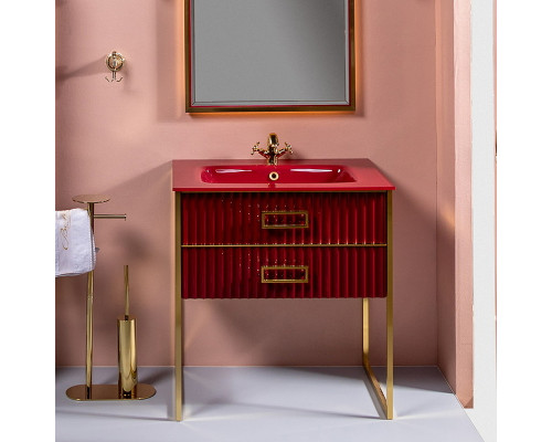 Заказать Тумба под раковину Boheme Armadi Art Monaco 100 866-100-RG Бордо глянец Золото в магазине сантехники Santeh-Crystal.ru