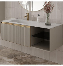 Тумба под раковину Boheme Armadi Art Quatro 6 120 790-M6-120-CM-RIB-MG подвесная Кашемир профиль Золото матовое
