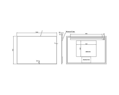 Зеркало Boheme Modern 100x70 543-100-B с подсветкой Черное с сенсорным выключателем и подогревом