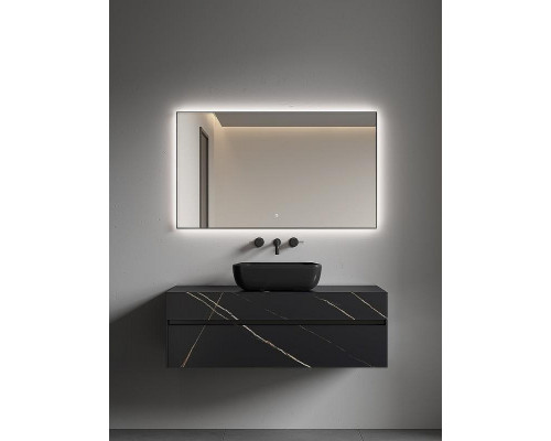 Зеркало Boheme Modern 120x70 543-120-B с подсветкой Черное с сенсорным выключателем и подогревом