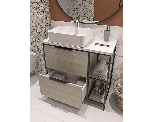 Приобрести Тумба под раковину Cersanit Bosquet 80 63012 Дуб в магазине сантехники Santeh-Crystal.ru