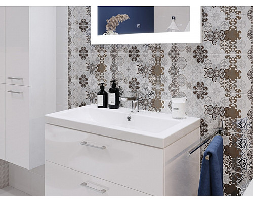 Приобрести Зеркало Cersanit Led 060 Design Pro 80 KN-LU-LED060x80-p-Os с подсветкой с диммером, часами и подогревом в магазине сантехники Santeh-Crystal.ru