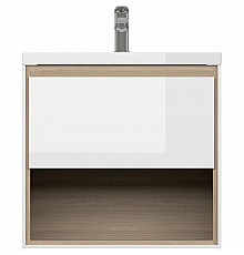 Тумба под раковину Cersanit Louna 60 SZ-LOU-CO60/Wh подвесная Белый глянец дуб Эврика
