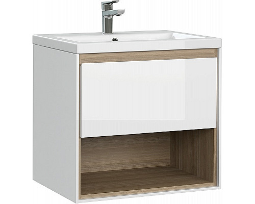 Santeh-Crystal.ru: Тумба под раковину Cersanit Louna 60 SZ-LOU-CO60/Wh подвесная Белый глянец дуб Эврика Купить Тумба под раковину Cersanit Louna 60 SZ-LOU-CO60/Wh подвесная Белый глянец дуб Эврика в магазине сантехники Santeh-Crystal.ru
