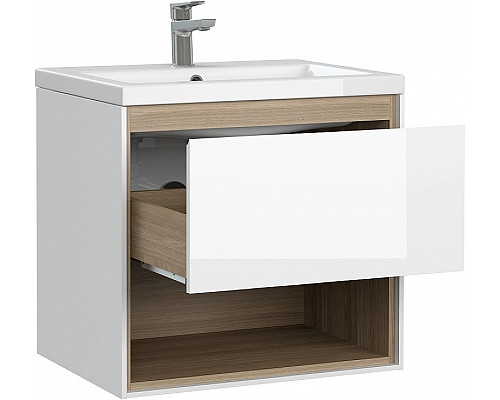 Santeh-Crystal.ru: Тумба под раковину Cersanit Louna 60 SZ-LOU-CO60/Wh подвесная Белый глянец дуб Эврика Купить Тумба под раковину Cersanit Louna 60 SZ-LOU-CO60/Wh подвесная Белый глянец дуб Эврика в магазине сантехники Santeh-Crystal.ru