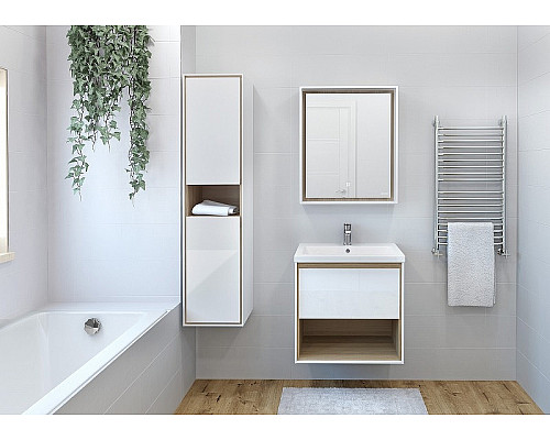 Santeh-Crystal.ru: Тумба под раковину Cersanit Louna 60 SZ-LOU-CO60/Wh подвесная Белый глянец дуб Эврика Купить Тумба под раковину Cersanit Louna 60 SZ-LOU-CO60/Wh подвесная Белый глянец дуб Эврика в магазине сантехники Santeh-Crystal.ru
