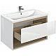 Купить Тумба под раковину Cersanit Louna 80 SZ-LOU-CO80/Wh подвесная Белый глянец дуб Эврика в магазине сантехники Santeh-Crystal.ru