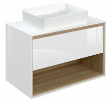 Тумба под раковину Cersanit Louna 80 SZ-LOU80-BL/Wh подвесная Белый глянец дуб Эврика