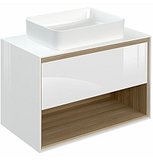 Тумба под раковину Cersanit Louna 80 SZ-LOU80-BL/Wh подвесная Белый глянец дуб Эврика