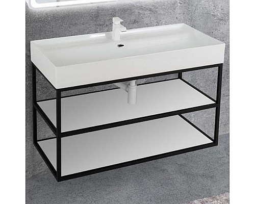 Santeh-Crystal.ru: Консоль под раковину Cezares Cadro 100 CADRO50-100/50/58-2C-SO-MET-ST Черная матовая Купить Консоль под раковину Cezares Cadro 100 CADRO50-100/50/58-2C-SO-MET-ST Черная матовая в магазине сантехники Santeh-Crystal.ru