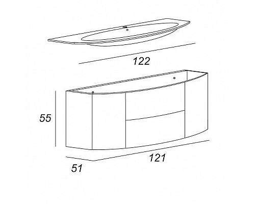 Купить Тумба под раковину Cezares Eden 121 54417 подвесная Grigio natura в магазине сантехники Santeh-Crystal.ru