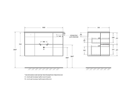 Тумба под раковину Cezares Eden 90 55146 подвесная Bianco Lucido