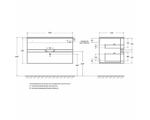Тумба под раковину Cezares Elettra 100 55525 подвесная Bianco opaco