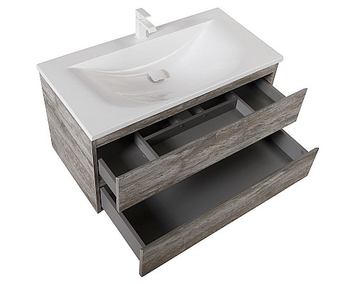 Купить Тумба под раковину Cezares Molveno 100 MOLVENO-100-2C-SO-LG подвесная Legno Grigio в магазине сантехники Santeh-Crystal.ru