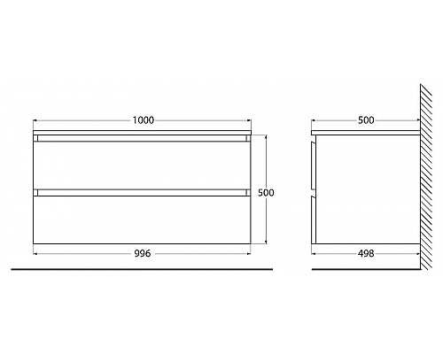 Купить Тумба под раковину Cezares Molveno 100 MOLVENO-100-2C-SO-LG подвесная Legno Grigio в магазине сантехники Santeh-Crystal.ru